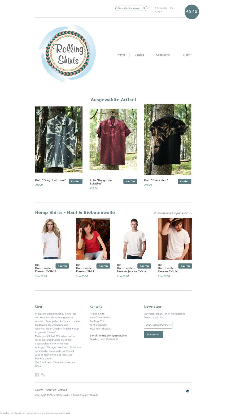 TCM Shopify theme site example rollingshirts.com