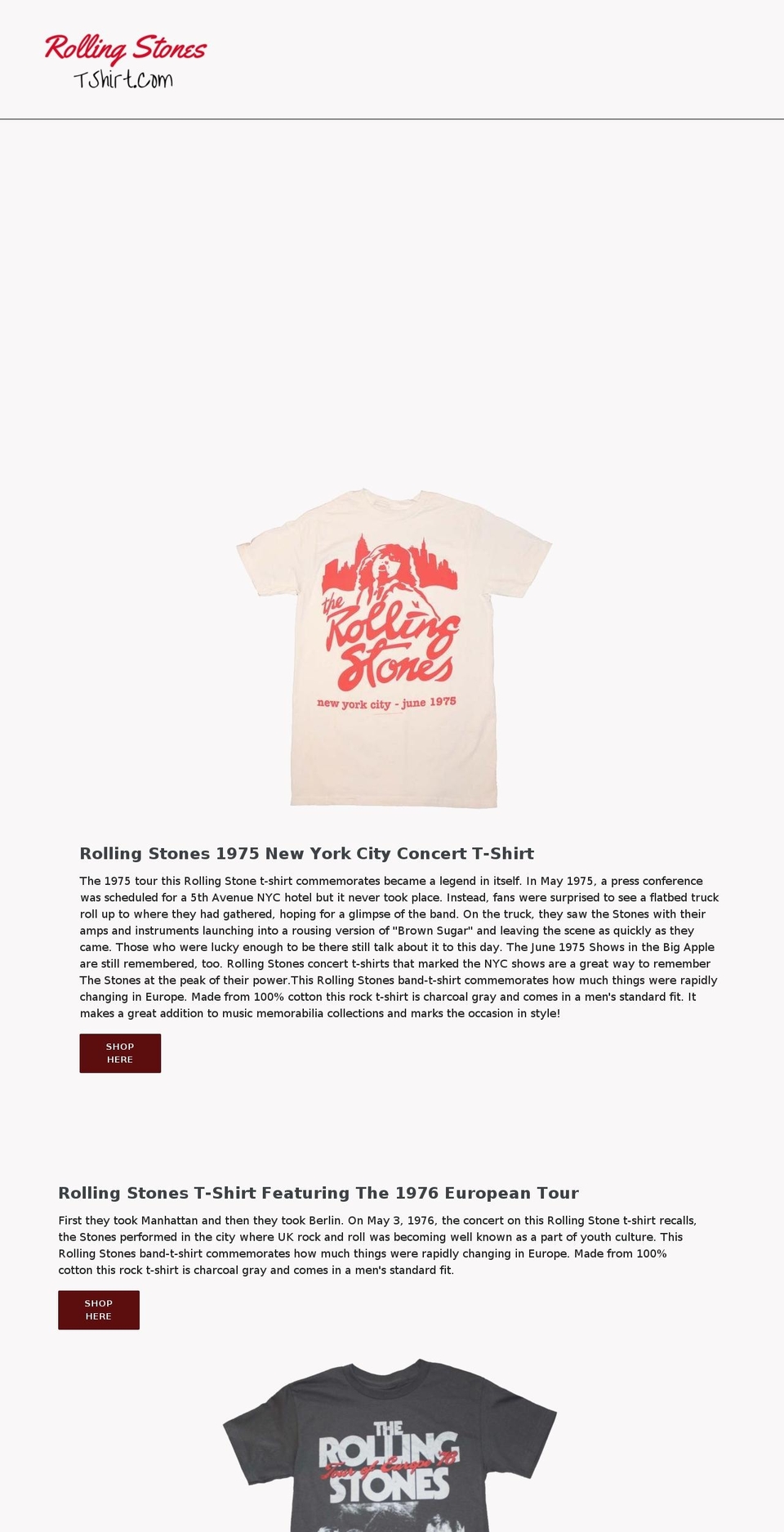 rollingstonestshirt.com shopify website screenshot