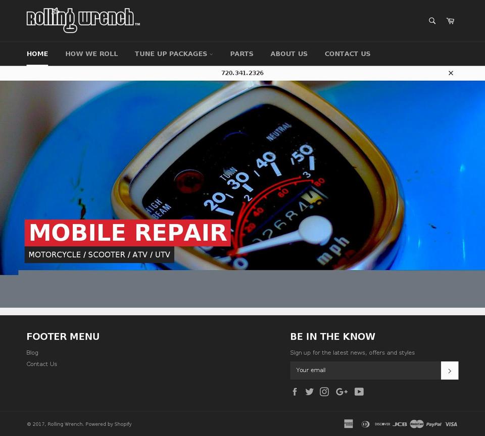 rollingwrenchboulder.com shopify website screenshot