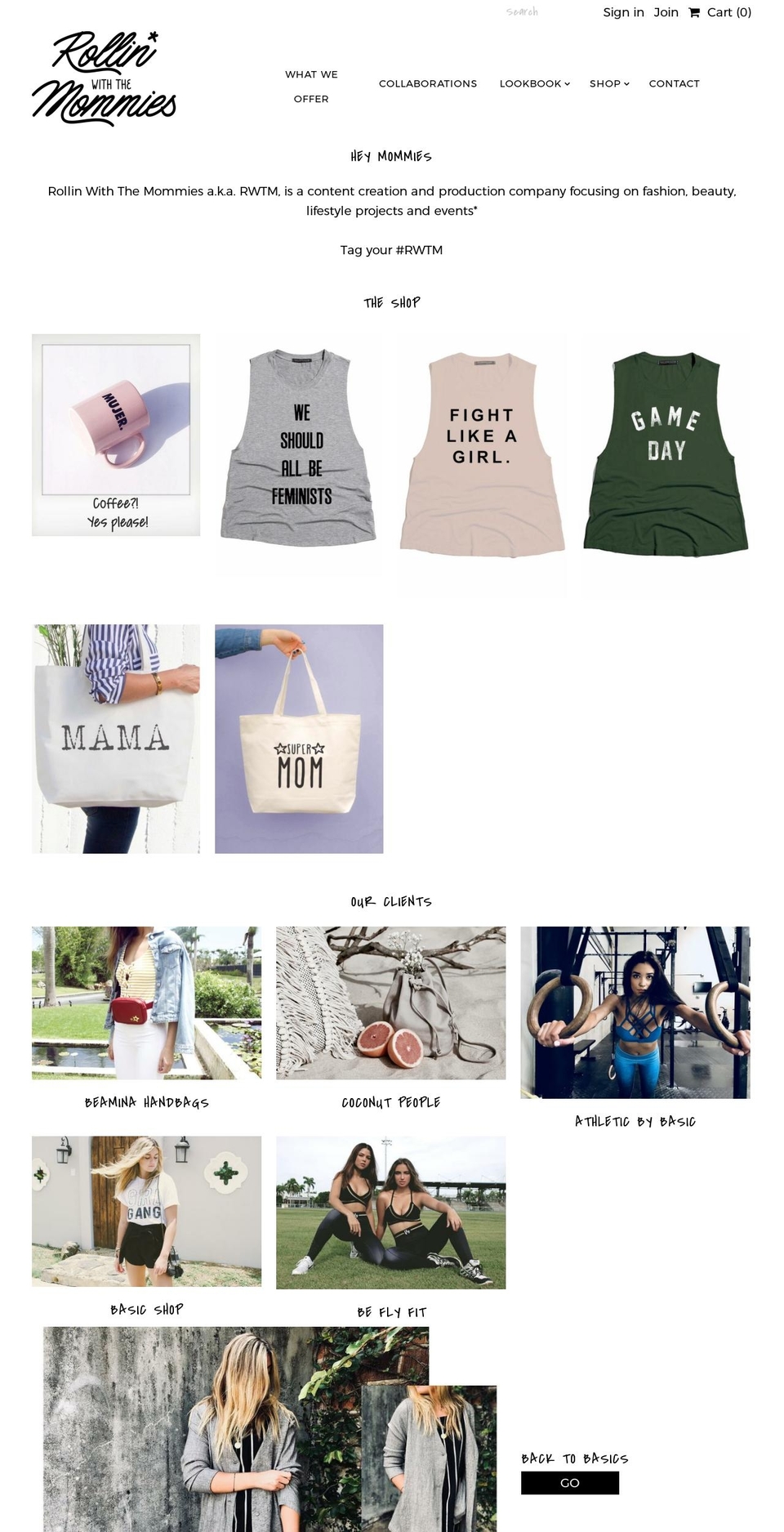 rollinwiththemommies.com — Shopify storefront screenshot