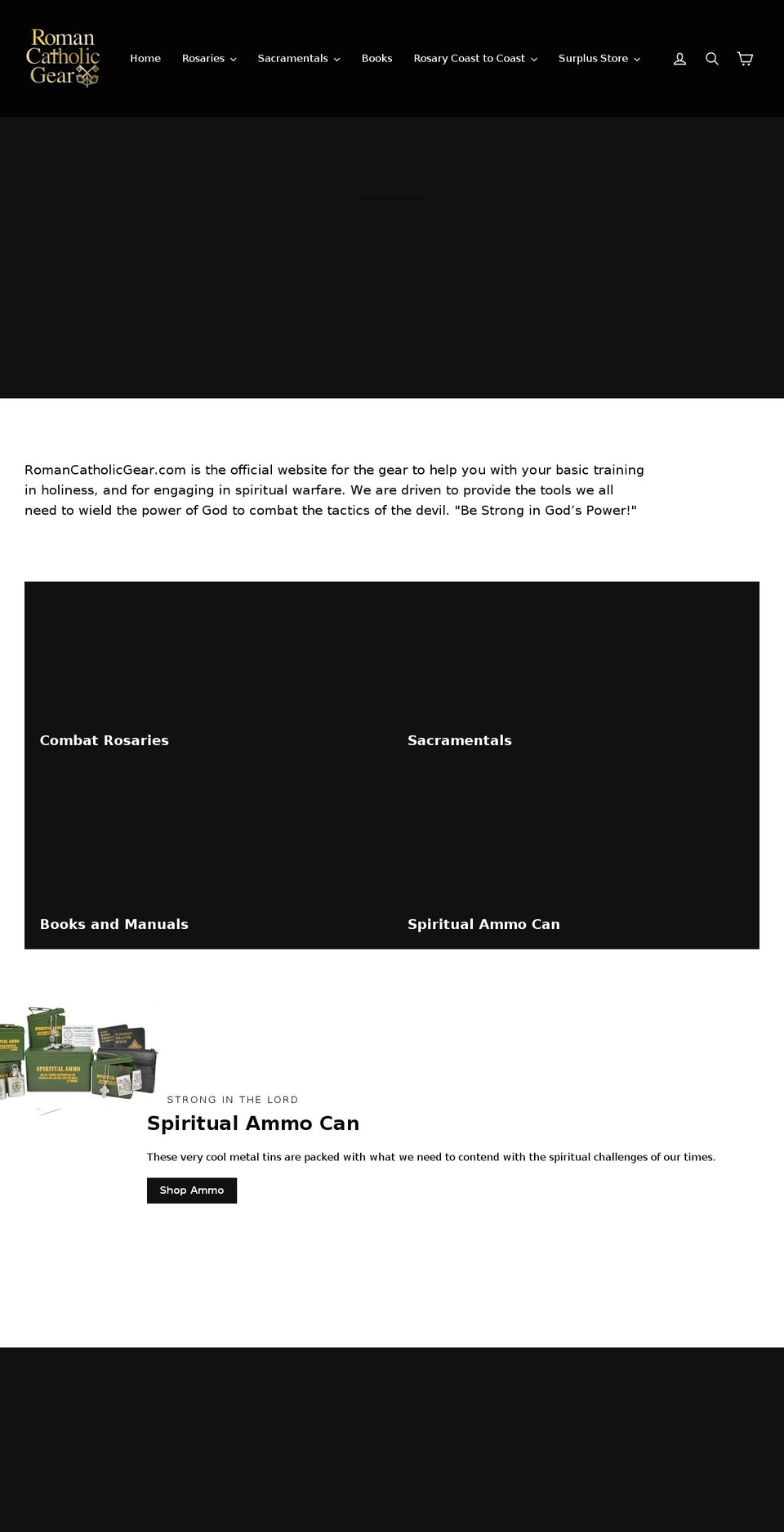 romancatholicgear.com shopify website screenshot