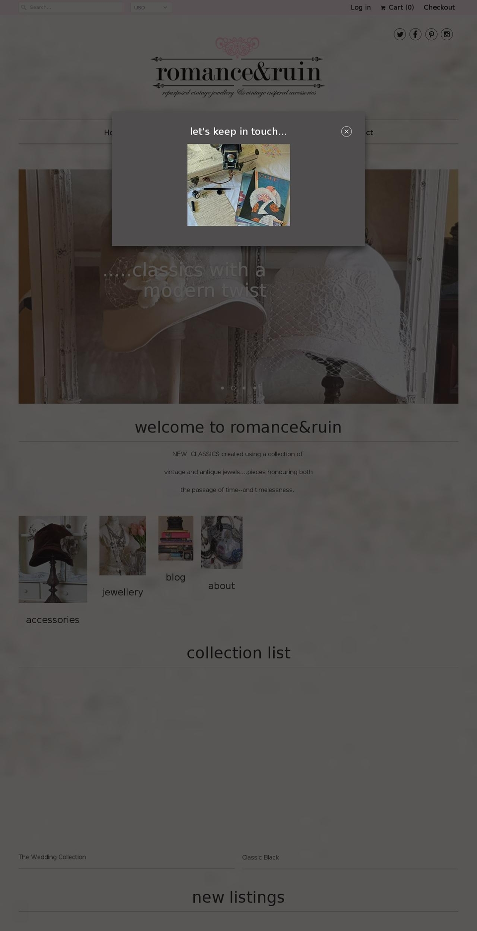 romanceandruin.com shopify website screenshot