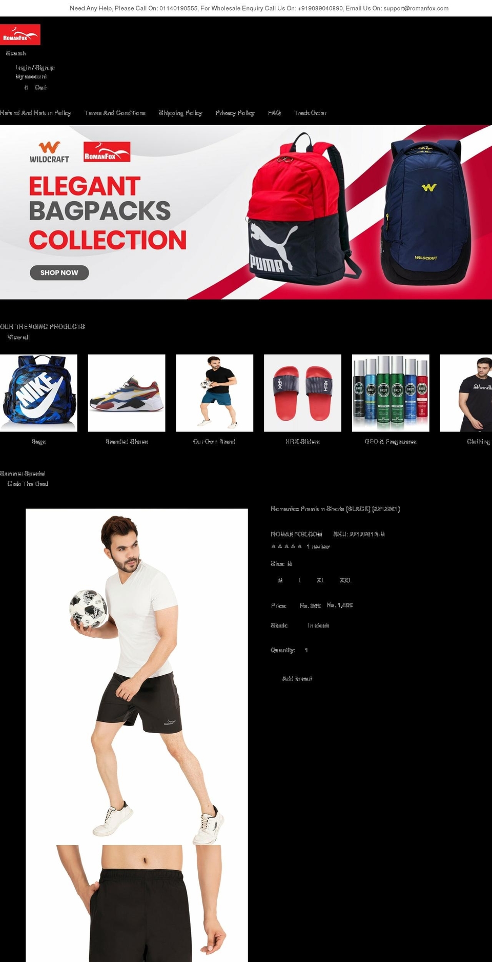 romanfox.com shopify website screenshot