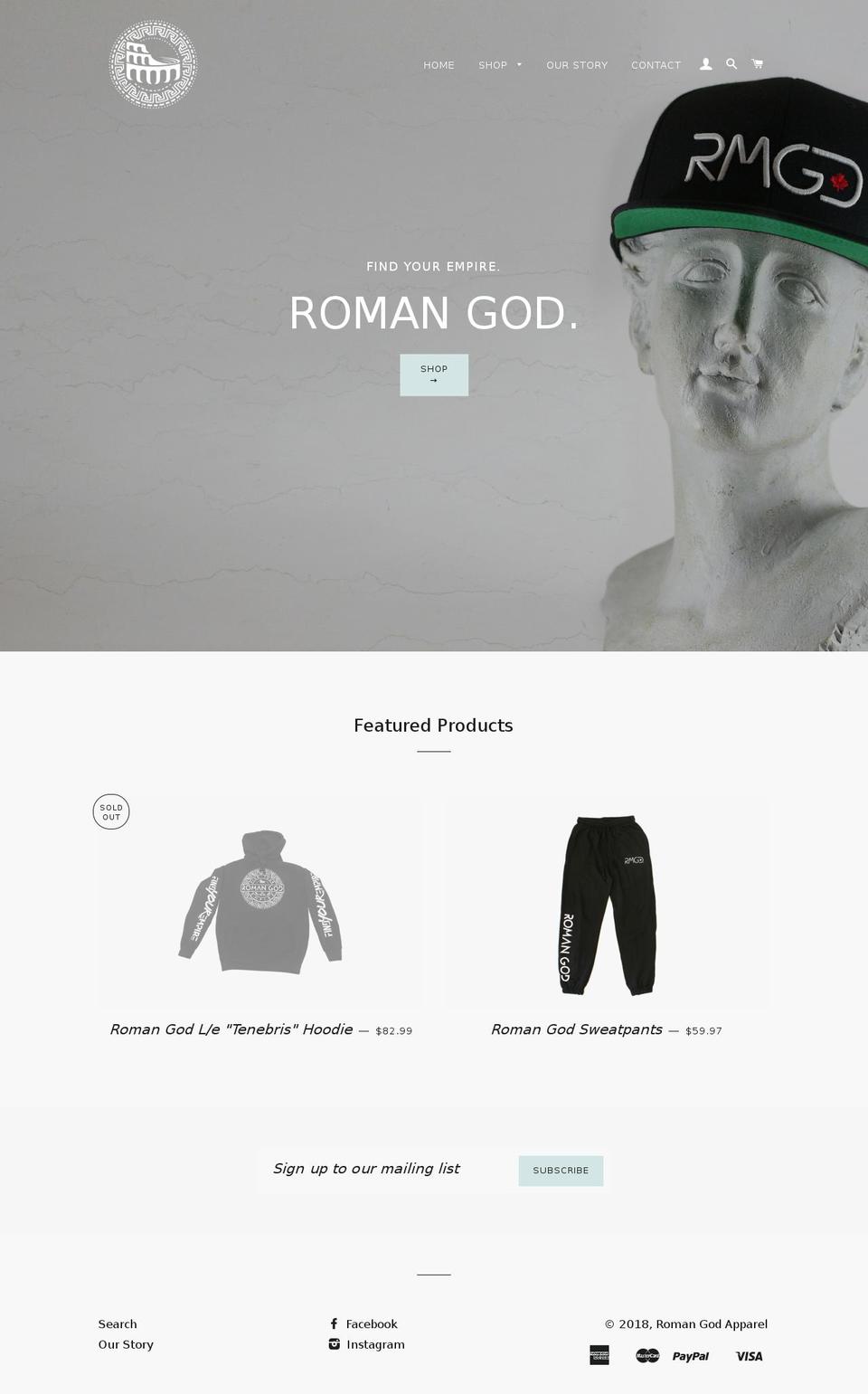 romangod.ca shopify website screenshot