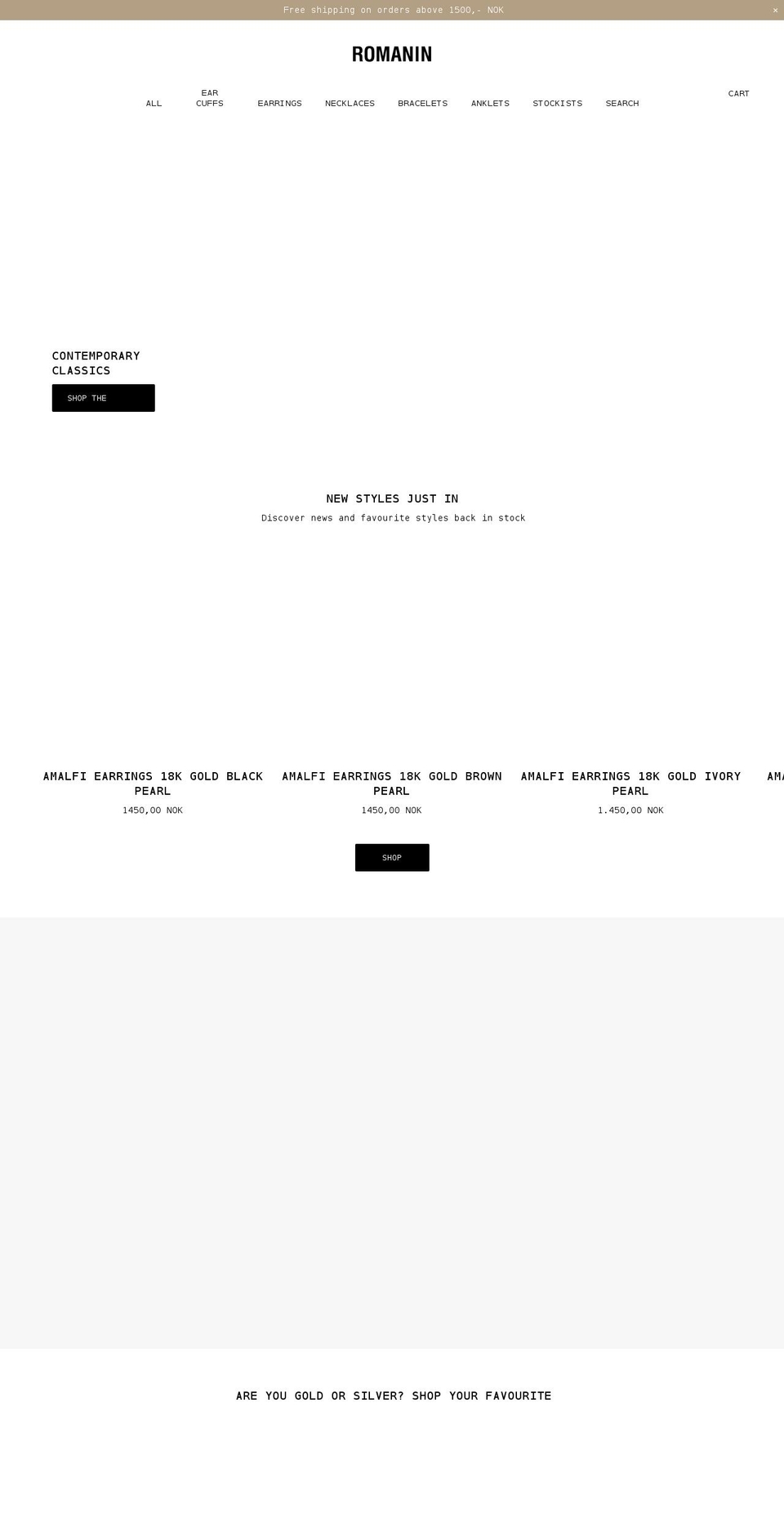 romanin.shop shopify website screenshot