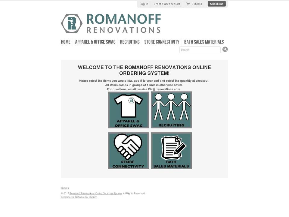 romanoffshop.com shopify website screenshot