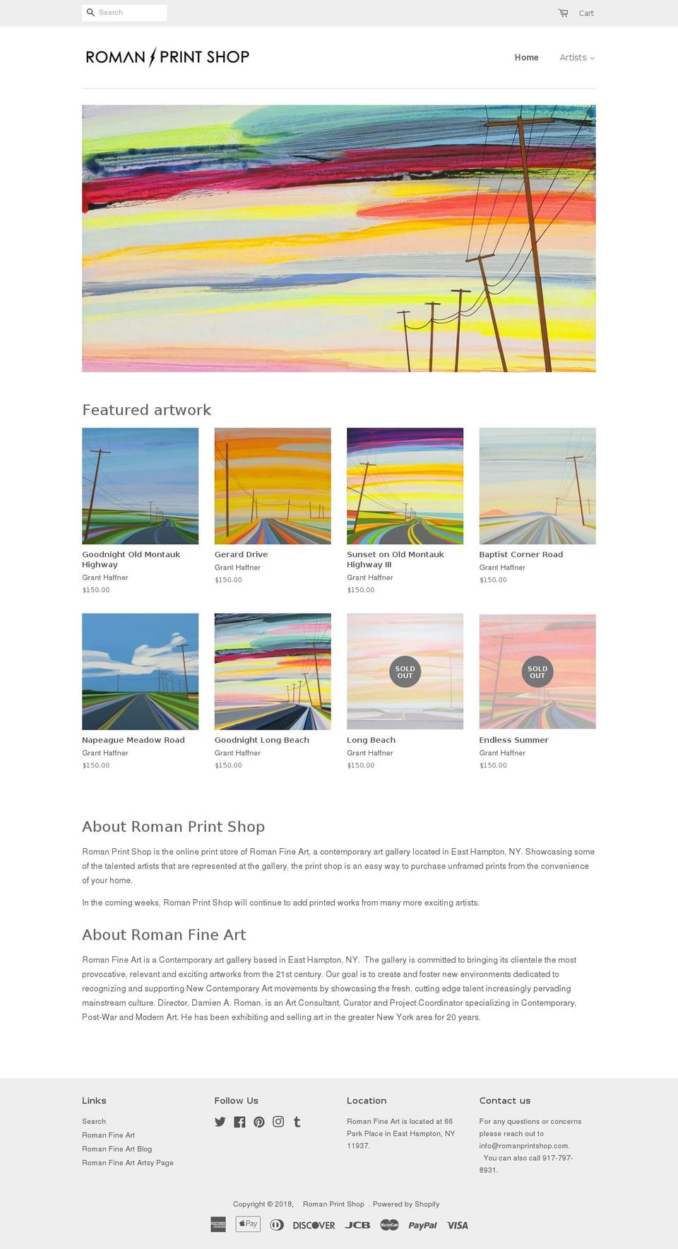 romanprintshop.com shopify website screenshot