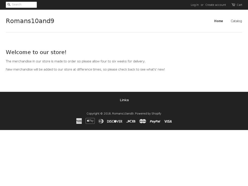 romans10and9.com — Shopify storefront screenshot