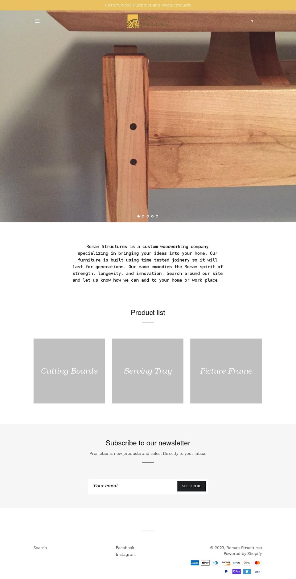 romanstructures.com shopify website screenshot