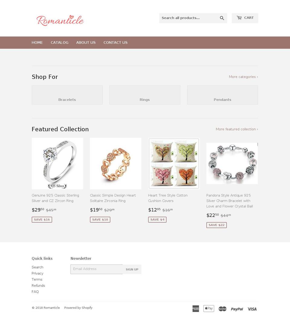 romanticle.com — Shopify storefront screenshot