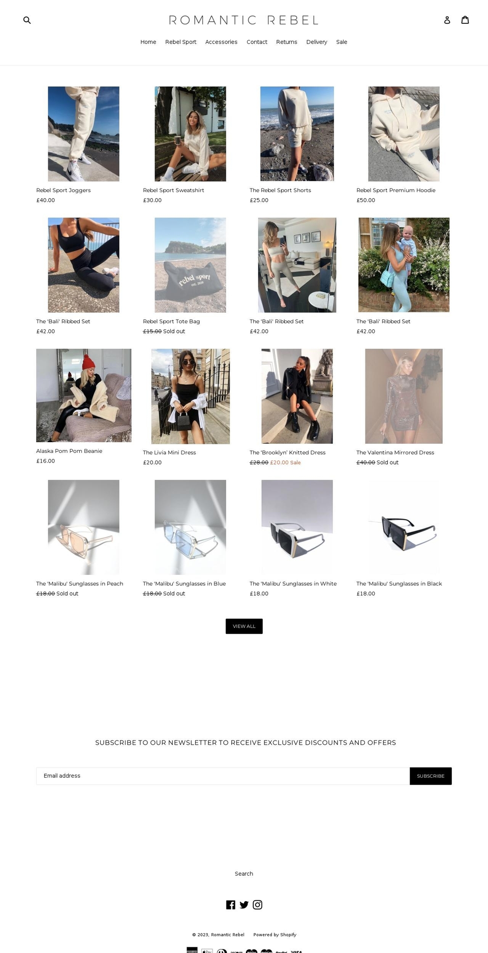 romanticrebel.co.uk shopify website screenshot