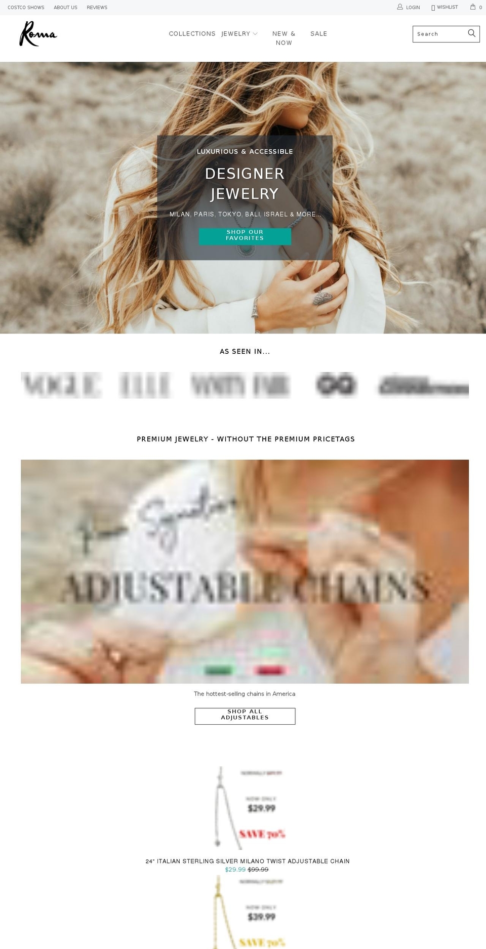 romasilver.com — Shopify storefront screenshot