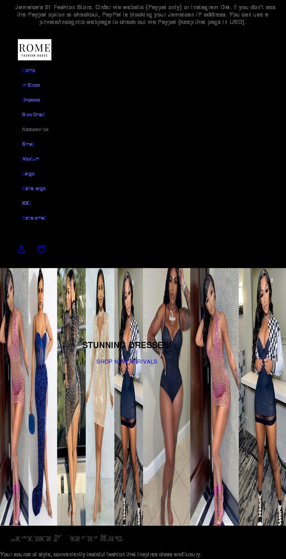 romefashionhouse.com shopify website screenshot