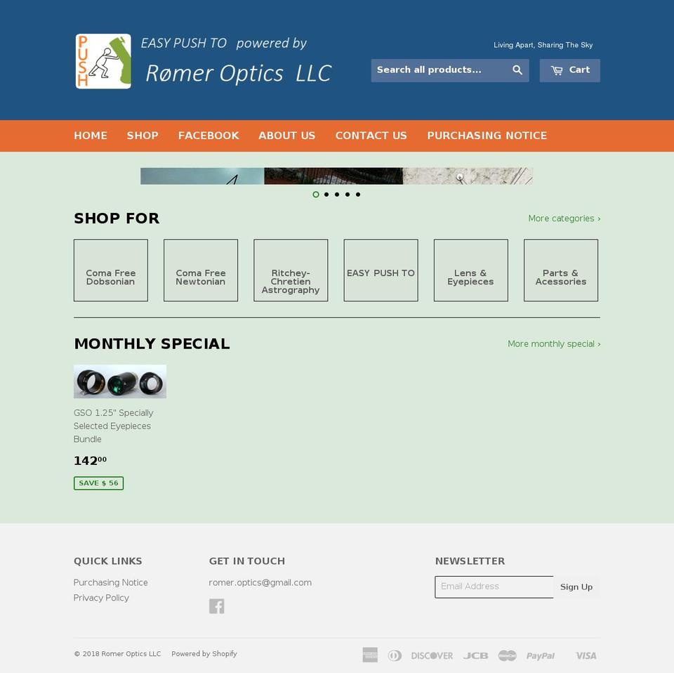 romer-optics.com — Shopify storefront screenshot