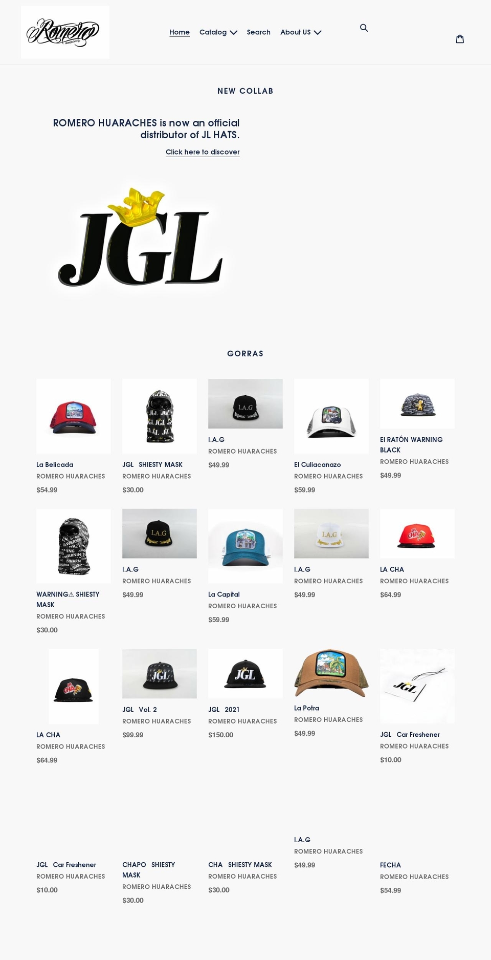 romerohuarachesny.com shopify website screenshot