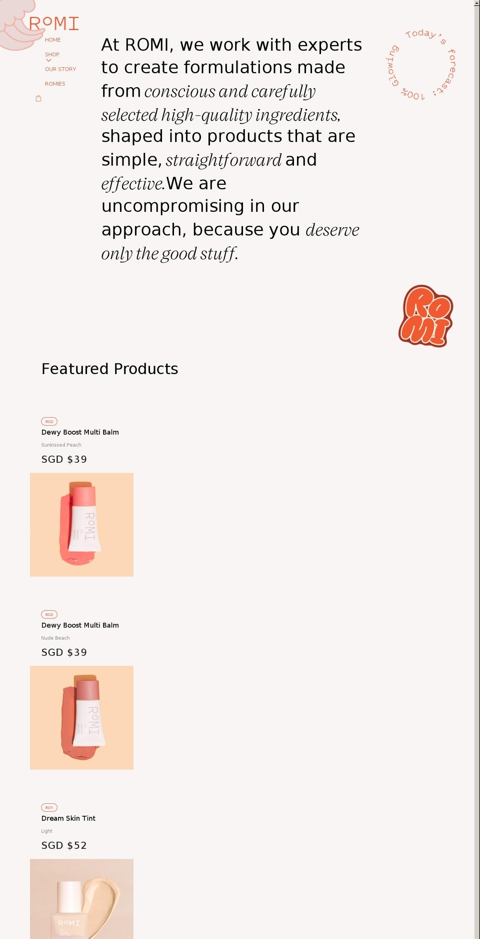 romibeautyclub.com shopify website screenshot