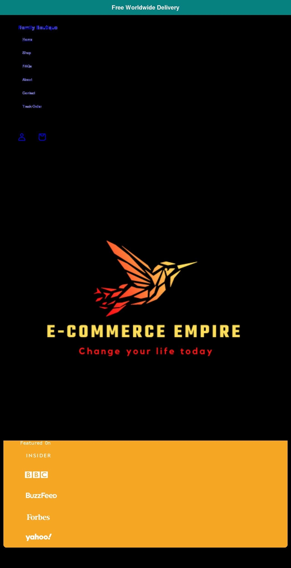 romilyboutique.com shopify website screenshot