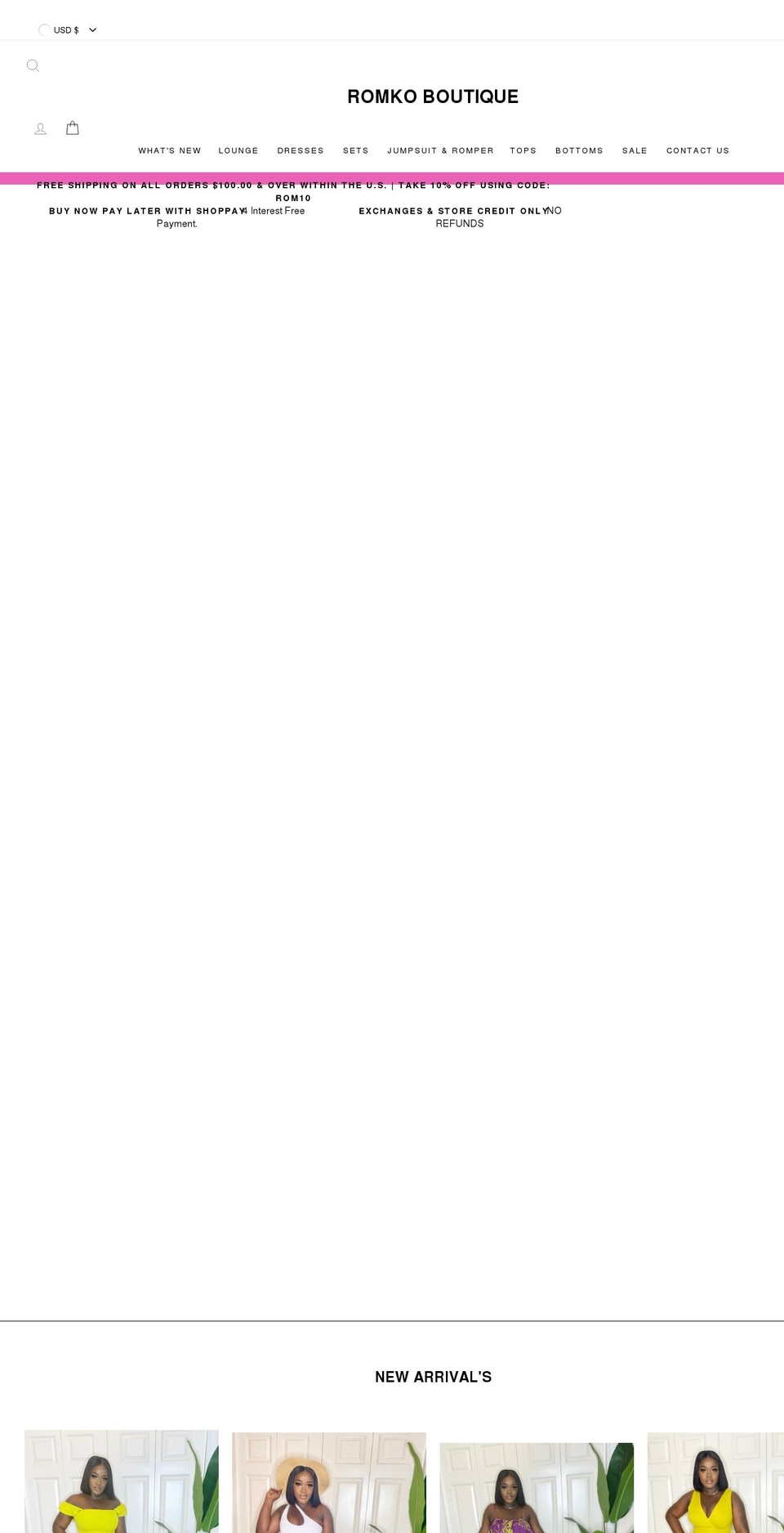 romkoboutique.com shopify website screenshot