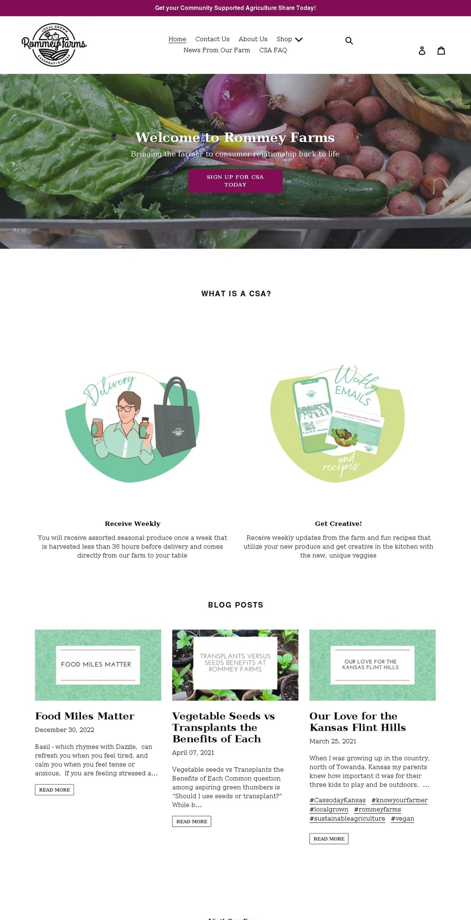 rommeyfarms.com shopify website screenshot
