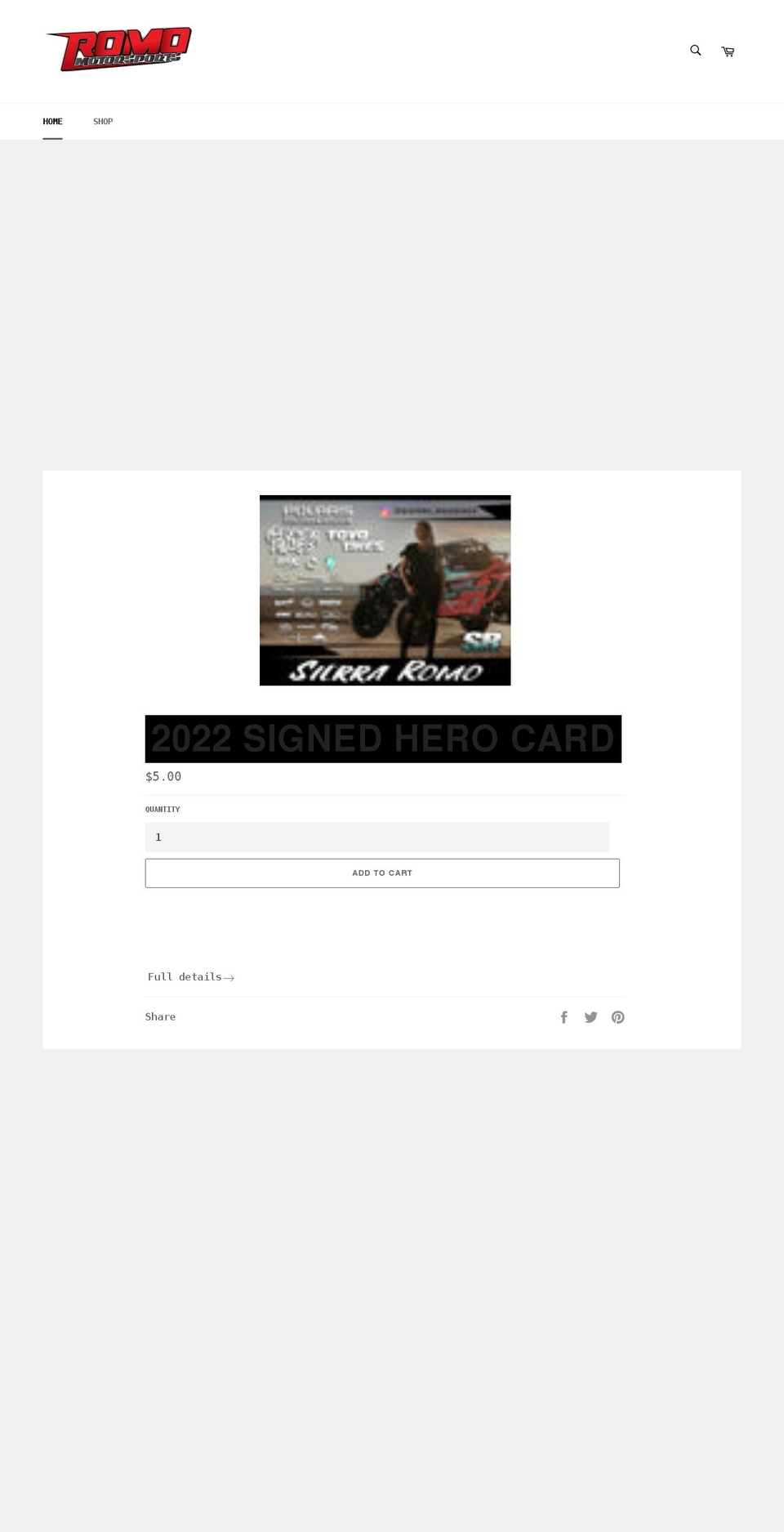 romomotorsportsoffroad.com shopify website screenshot