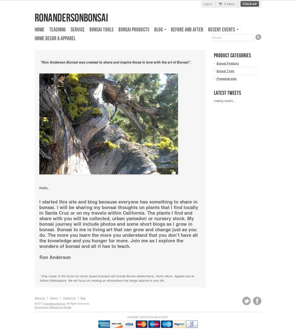 ronandersonbonsai.com shopify website screenshot