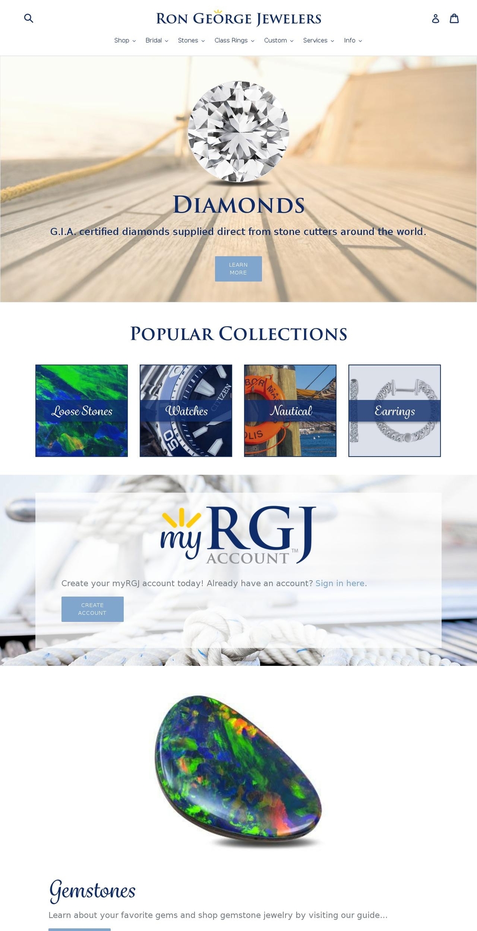 rongeorgejewelers.com shopify website screenshot