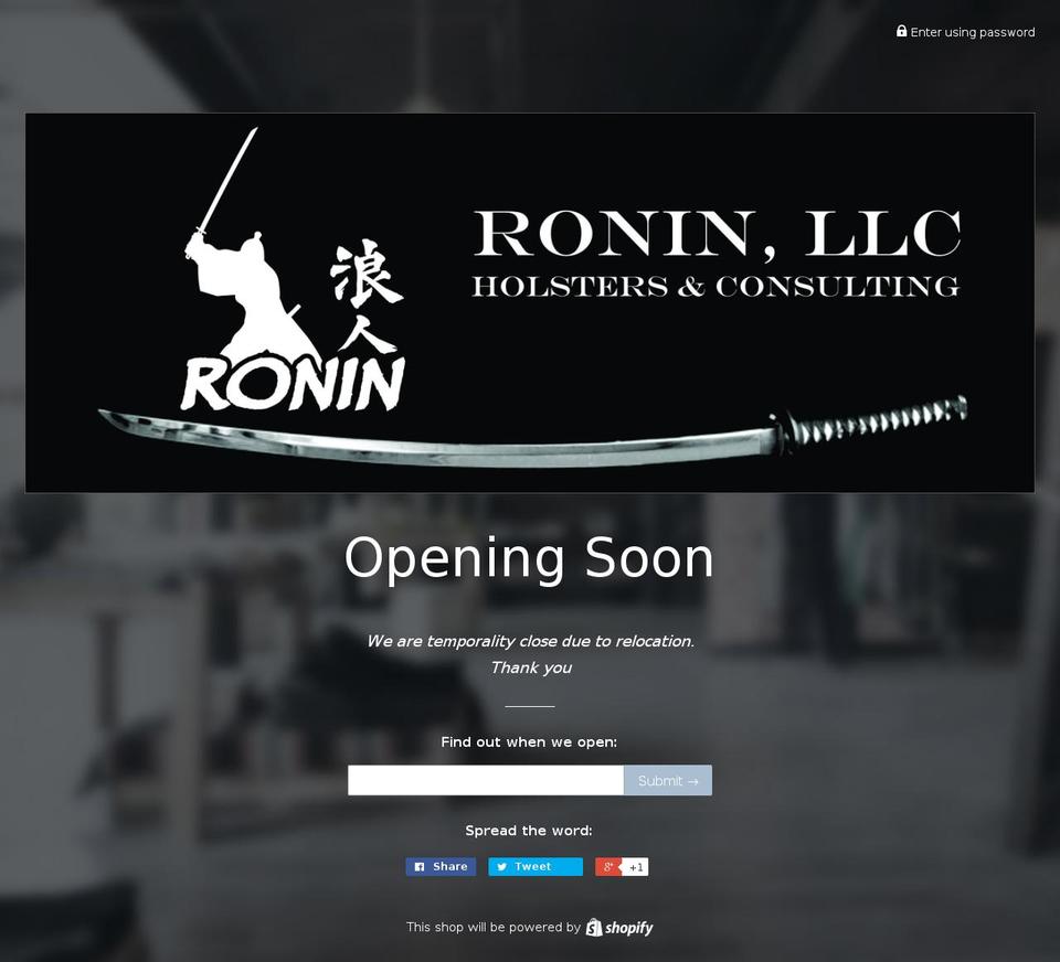 ronin-holsters.com shopify website screenshot