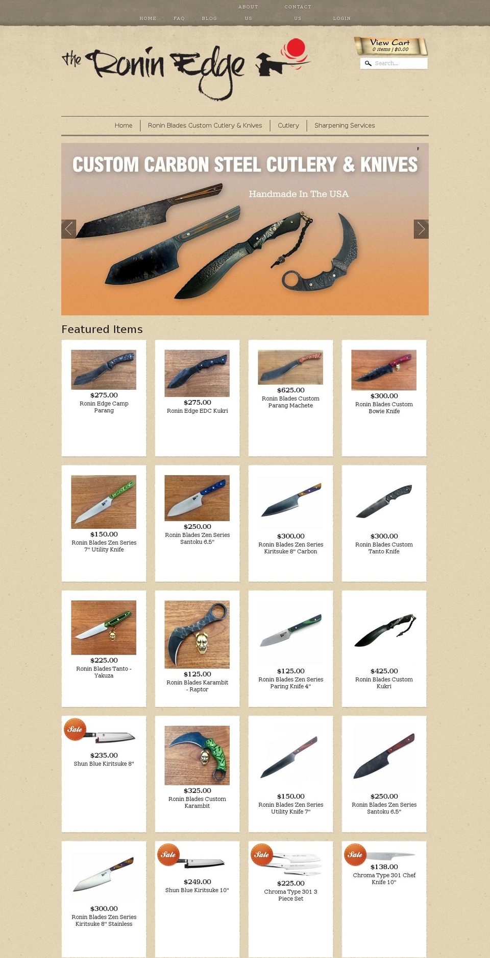 roninblades.info shopify website screenshot