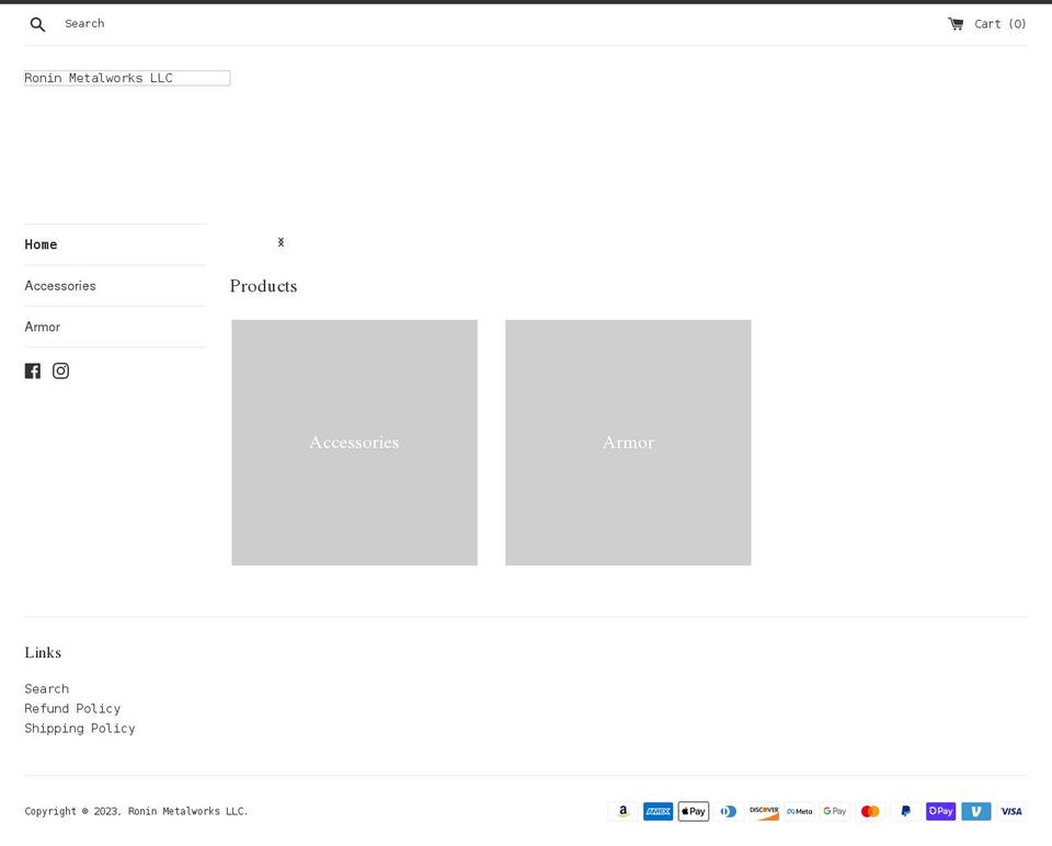 roninmetal.com shopify website screenshot