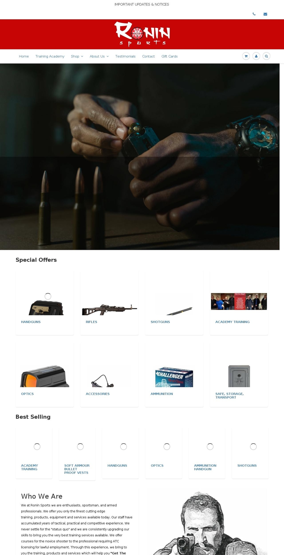 roninsports.com shopify website screenshot