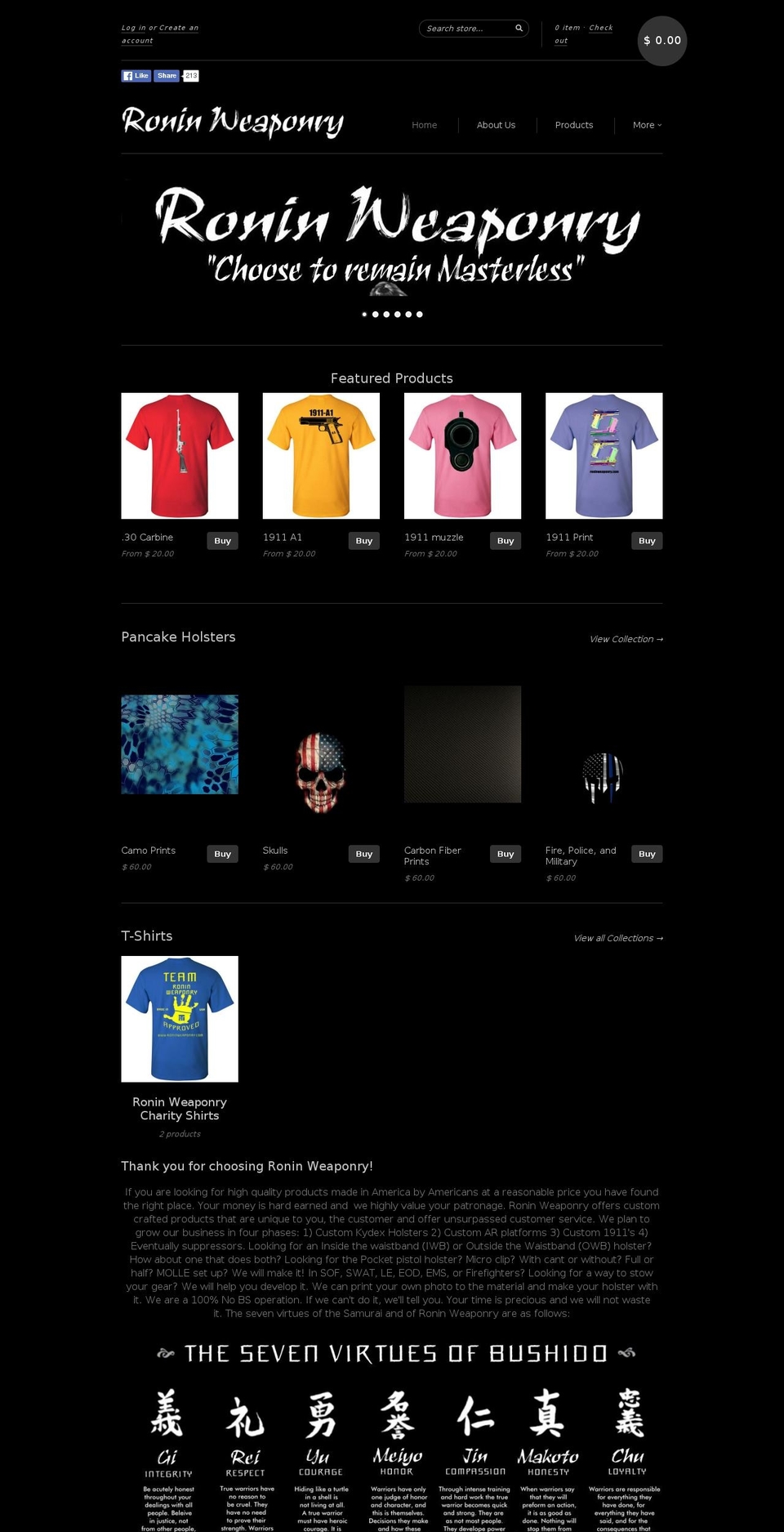 roninweaponry.com shopify website screenshot