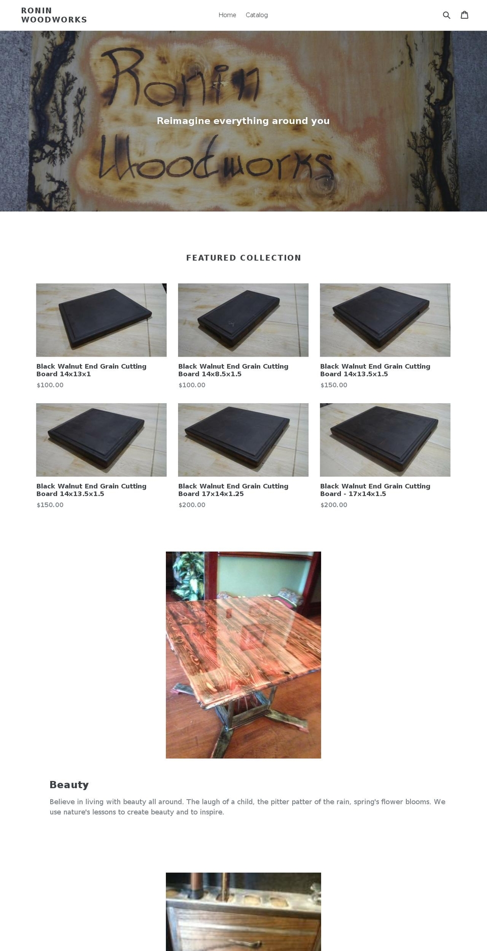 roninwoodworks.com — Shopify storefront screenshot
