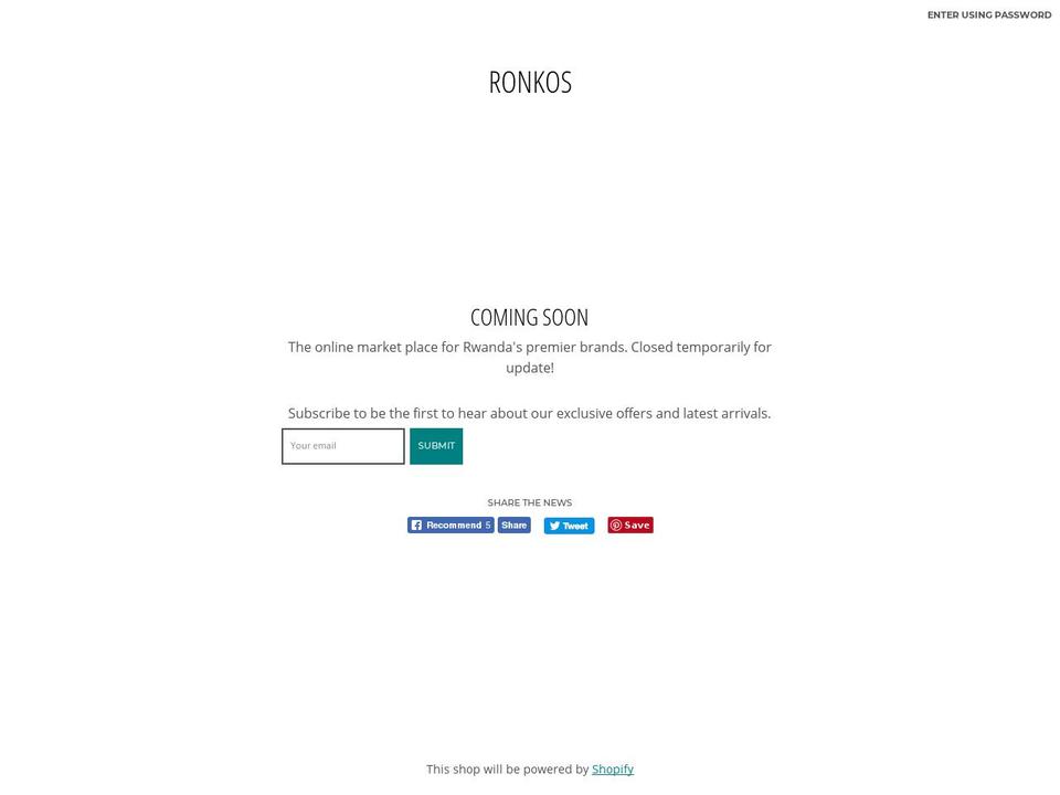 ronkos.rw shopify website screenshot