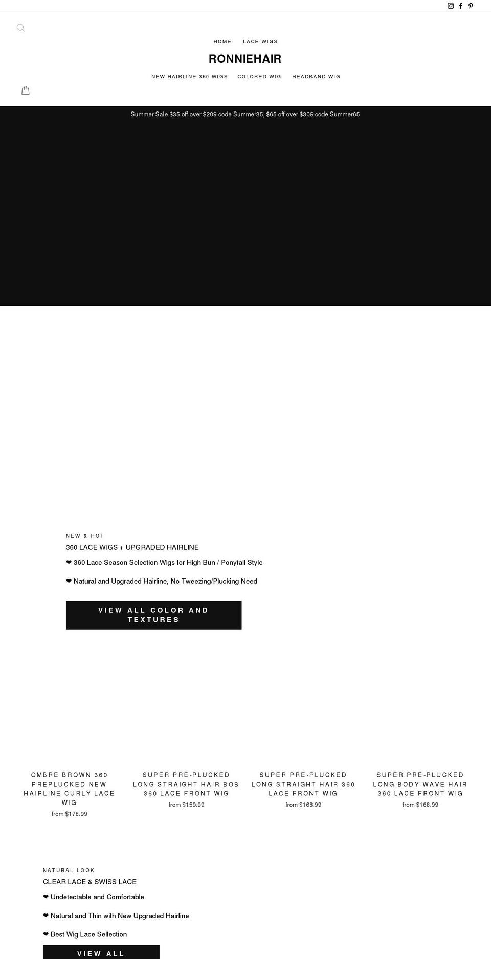 ronniehair.com shopify website screenshot