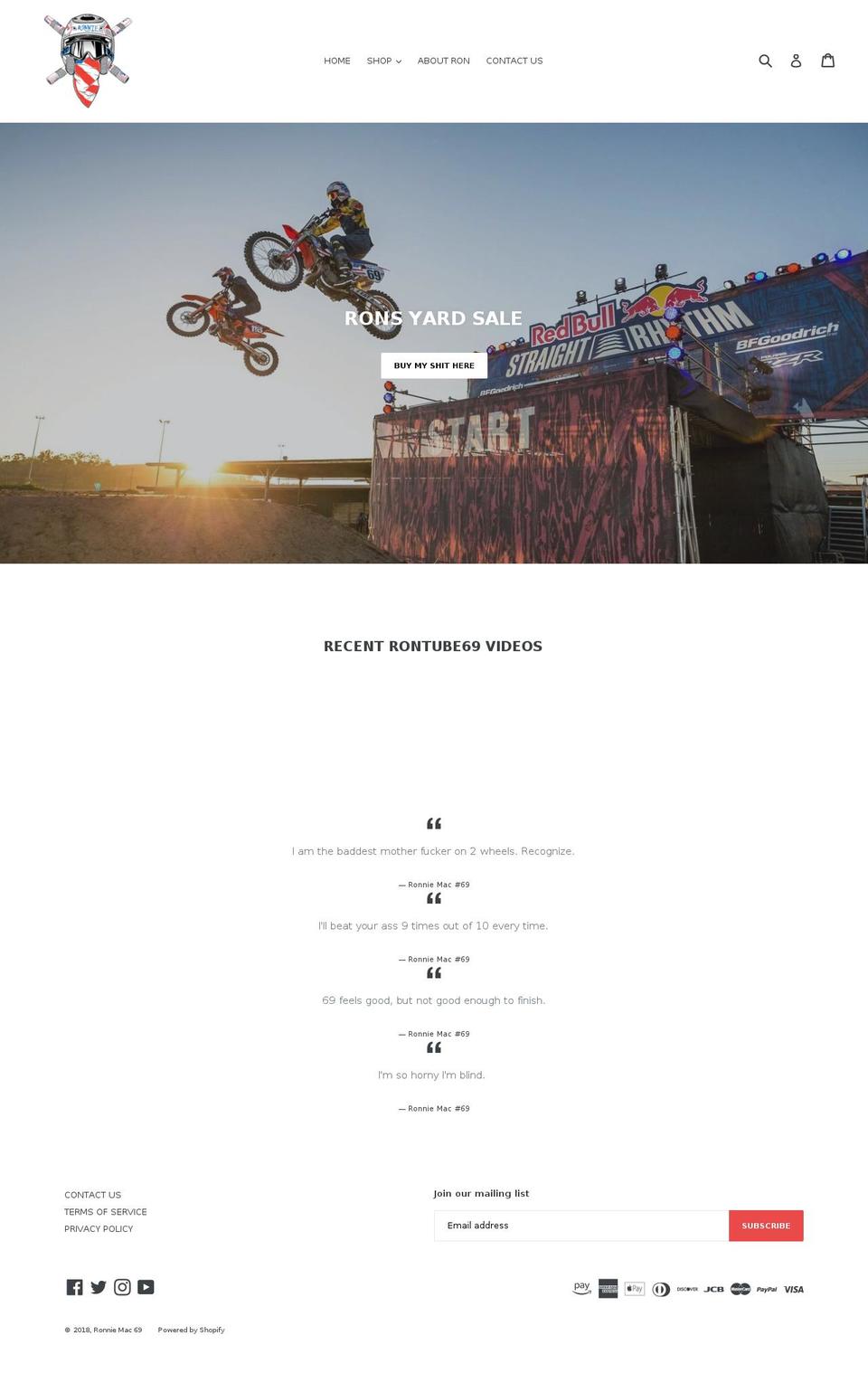 ronniemac69.com — Shopify storefront screenshot