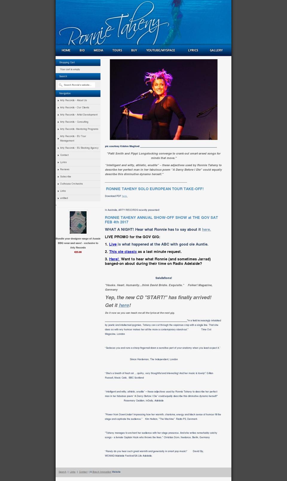 ronnietaheny.com shopify website screenshot