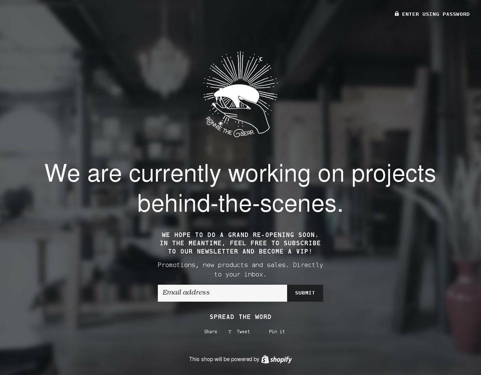 ronniethebear.com shopify website screenshot