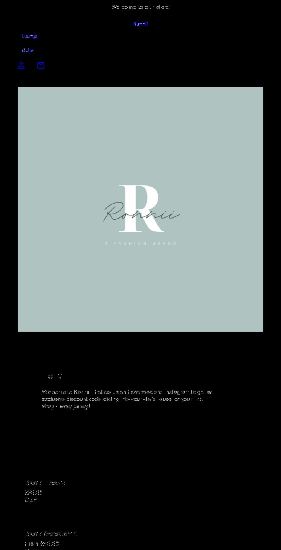 ronnii.com shopify website screenshot