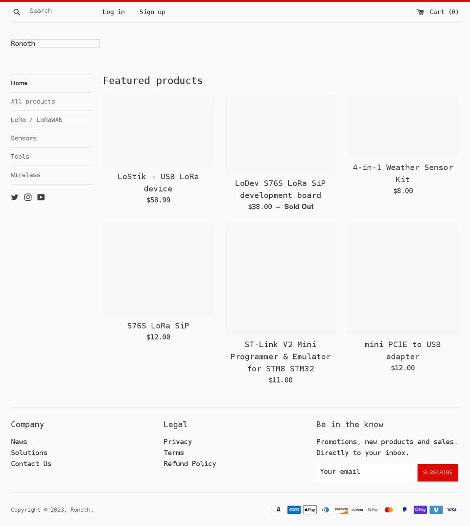 ronoth.com shopify website screenshot