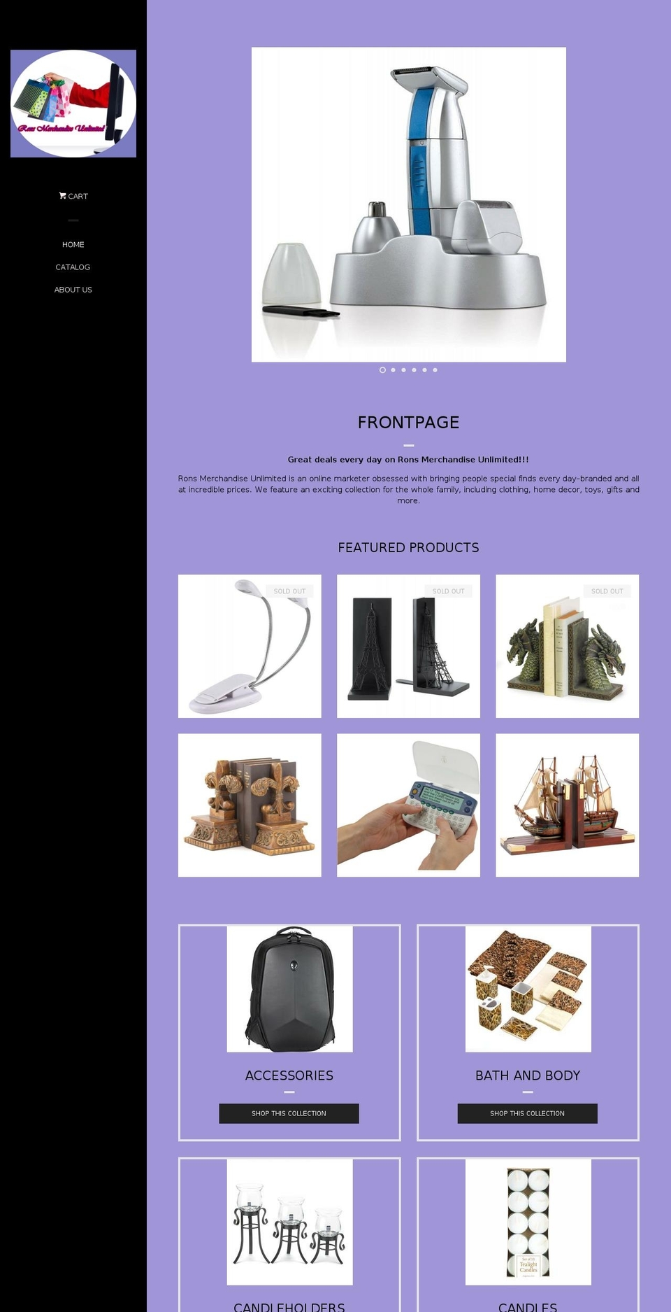 ronsmerchandiseunlimited.com shopify website screenshot