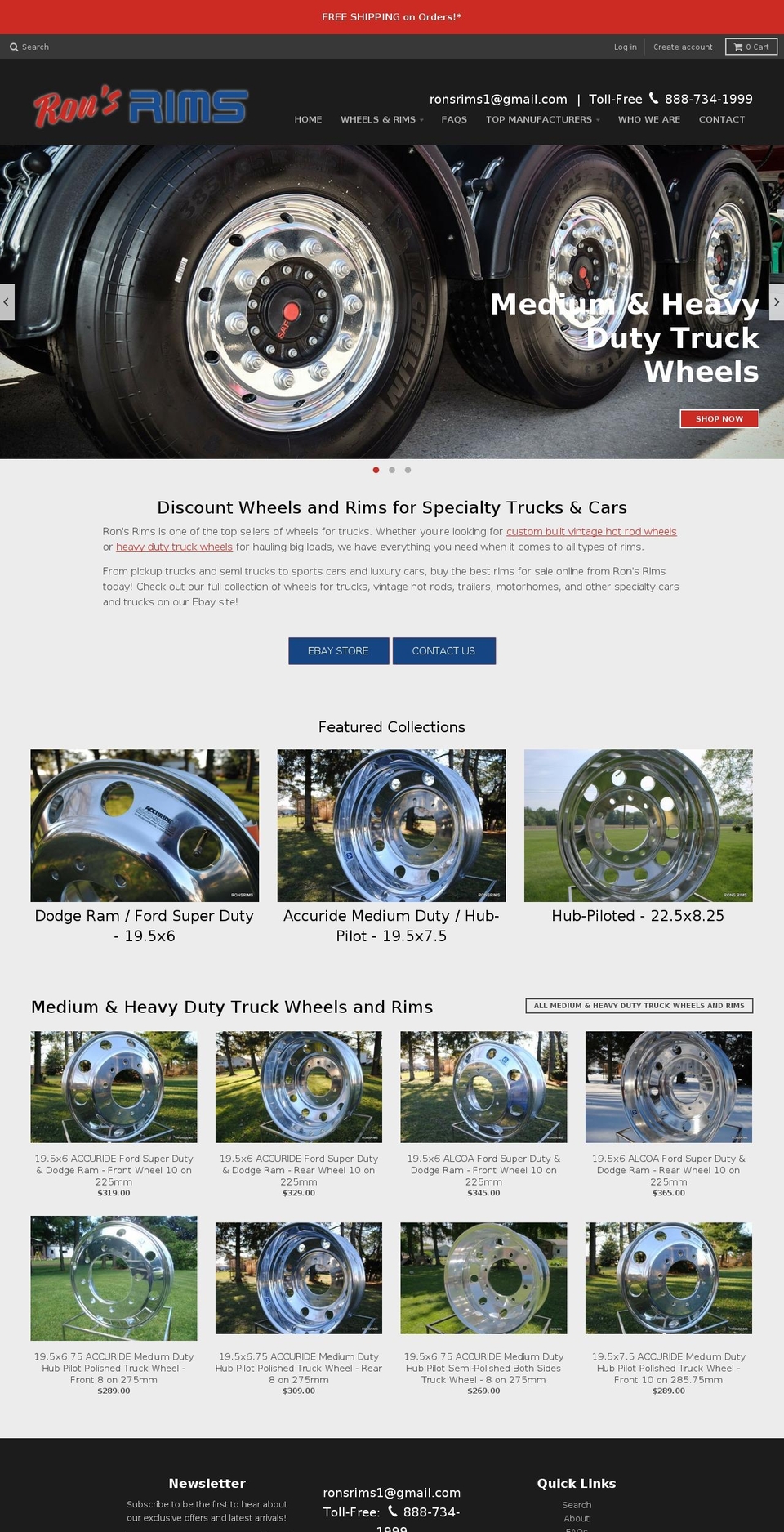 ronsrims1.com shopify website screenshot