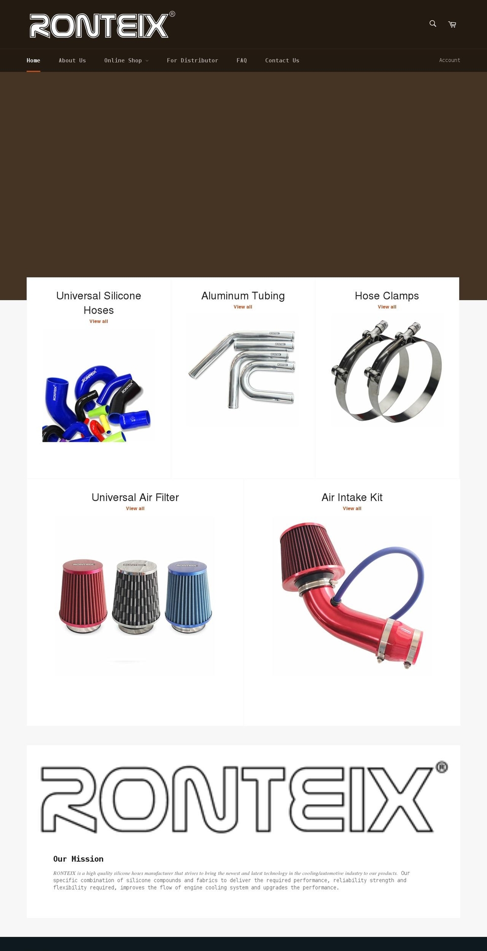 ronteixsiliconehose.com shopify website screenshot