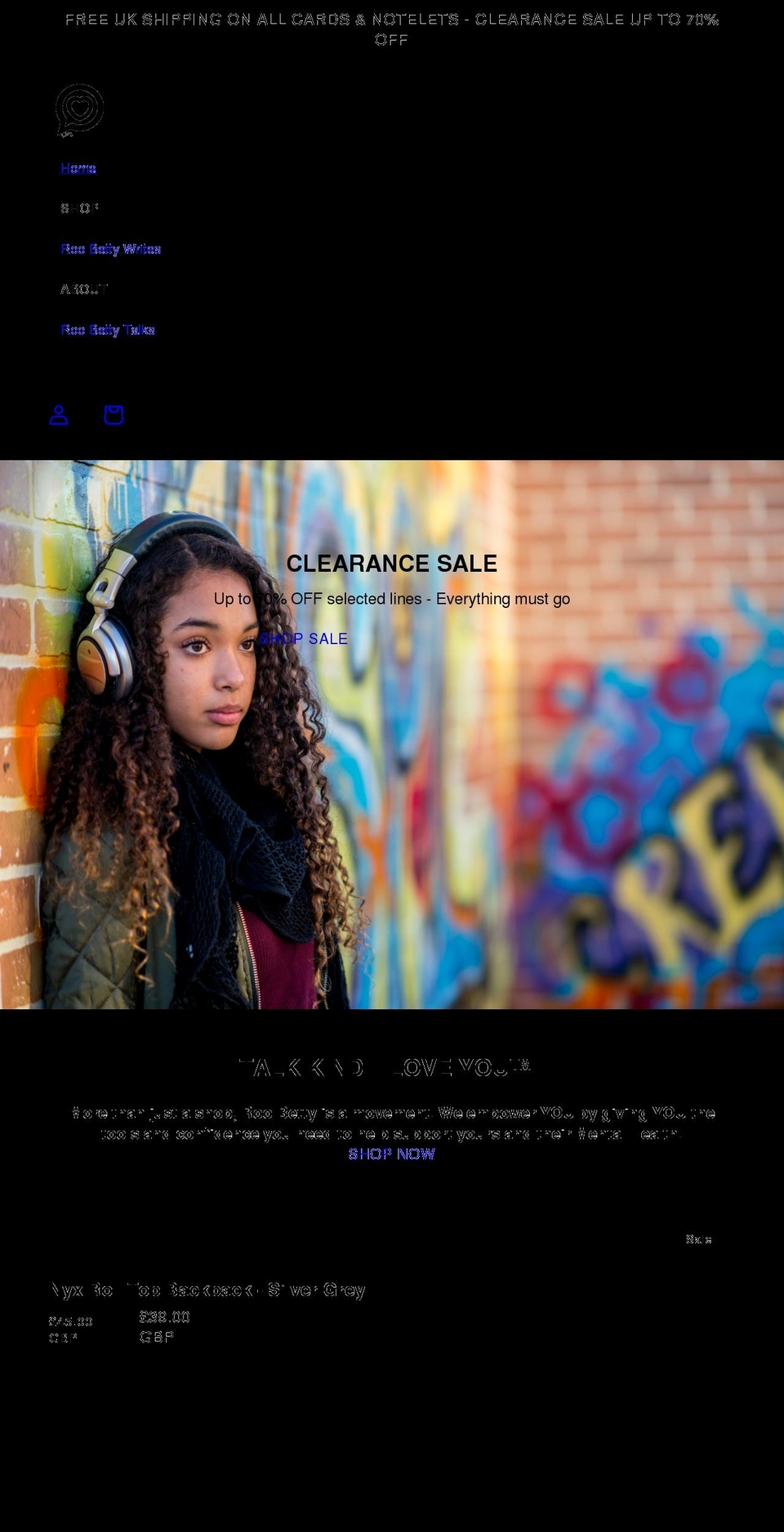 roobetty.com shopify website screenshot