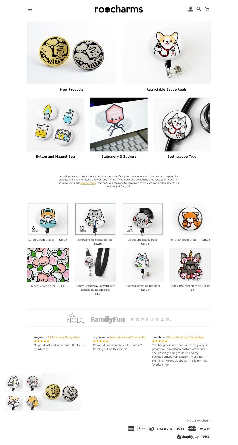 roocharms.com shopify website screenshot