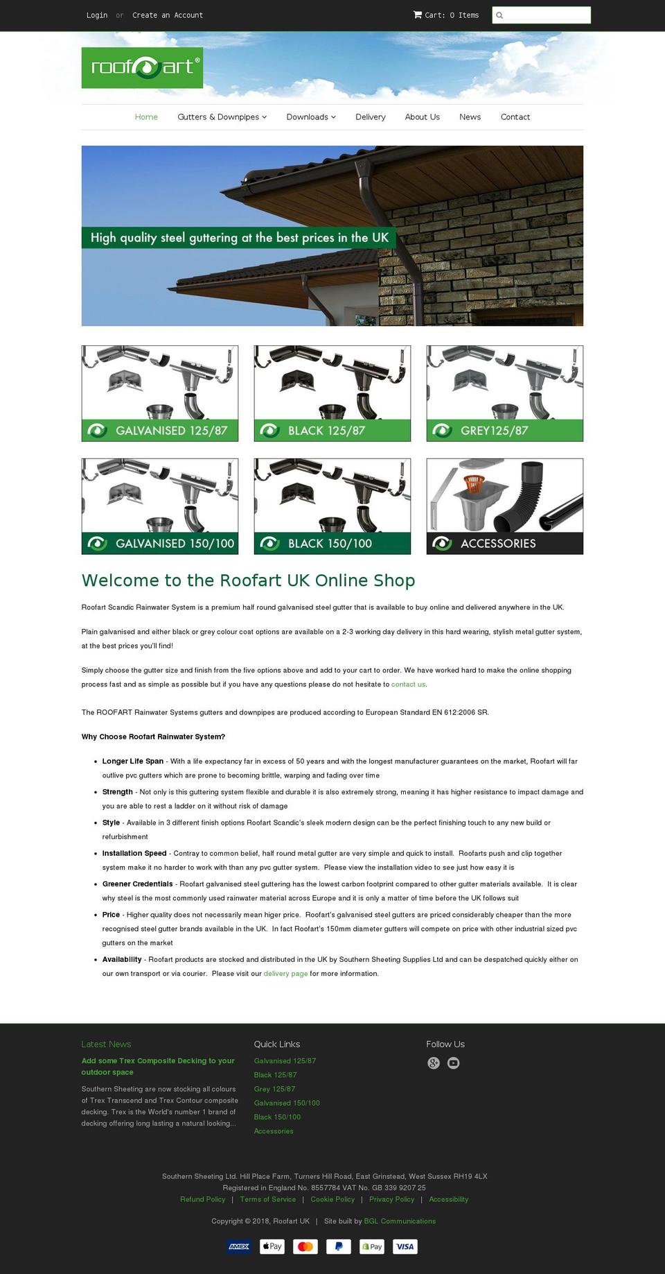 roofartguttering.com — Shopify storefront screenshot