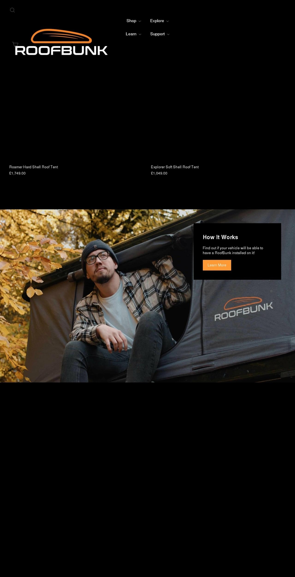 roofbunk.com shopify website screenshot