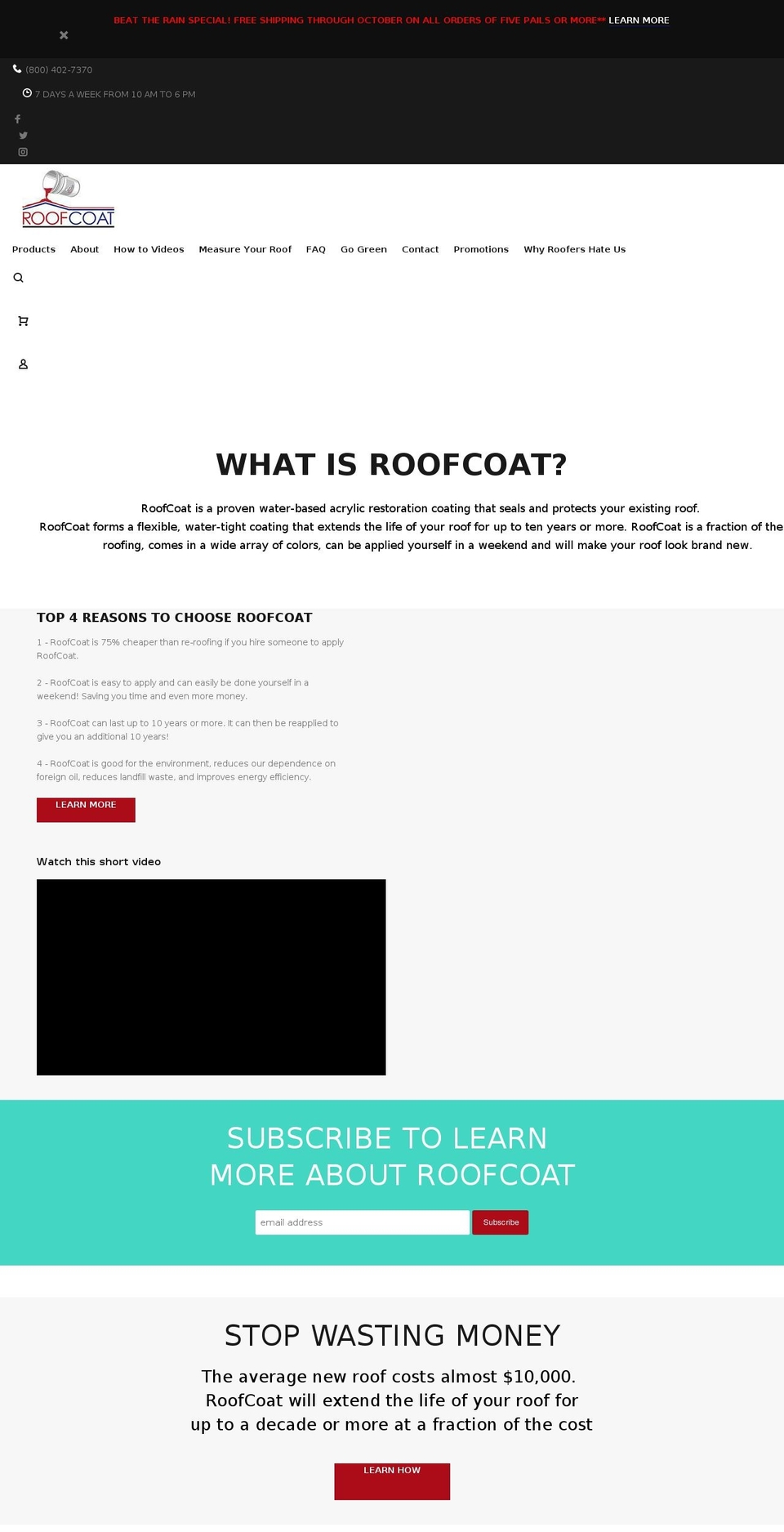 roofcoat.com shopify website screenshot