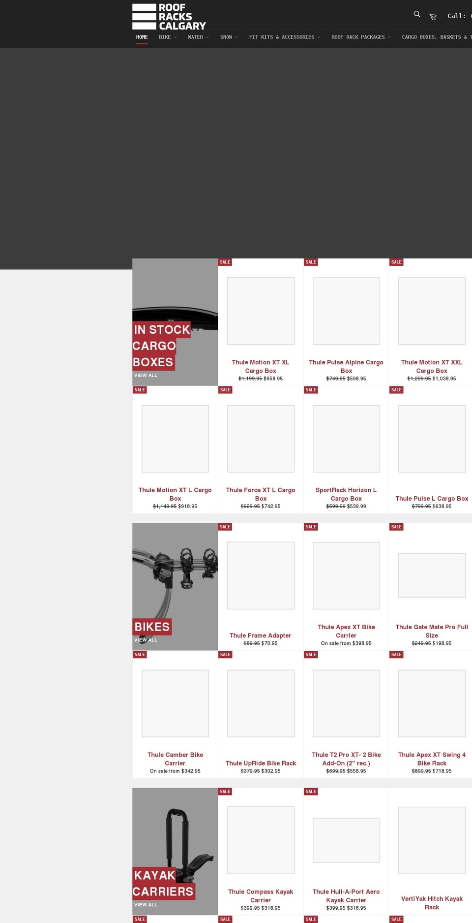 roofrackscalgary.com shopify website screenshot