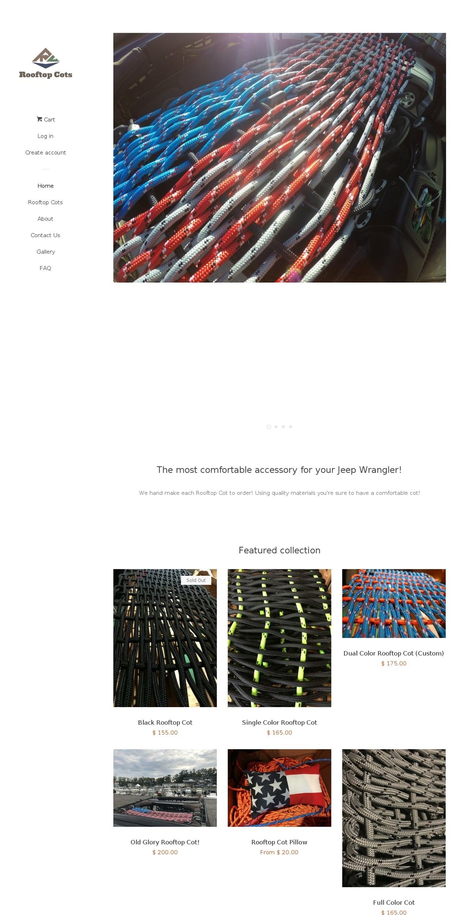 rooftopcots.com — Shopify storefront screenshot