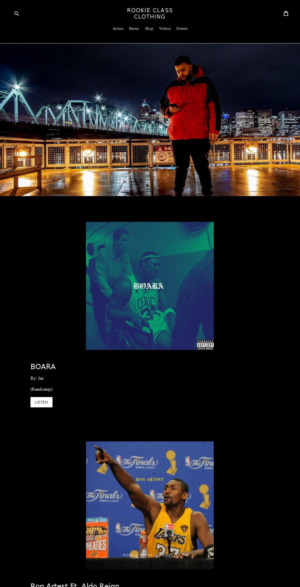 rookieclassclothing.com shopify website screenshot